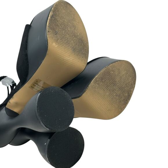 EGO Bite Me black lace up peep toe platform sandal heels size 5 US 6 - Picture 4 of 14